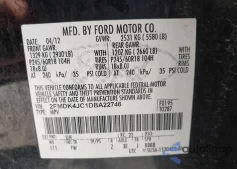 2013 Ford Edge Sel z USA, uszkodzony, nr VIN 2FMDK4JC1DBA22746